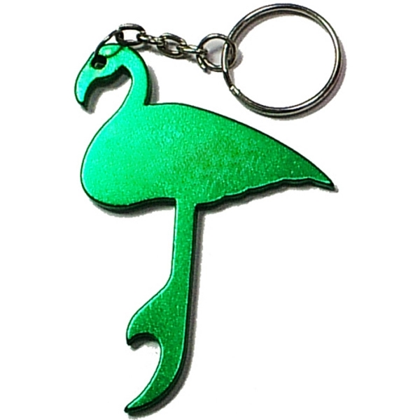 Flamingo shaped aluminum bottle opener with key chain.... from ASI 74585 Nu Promo International / Nu Promo Line