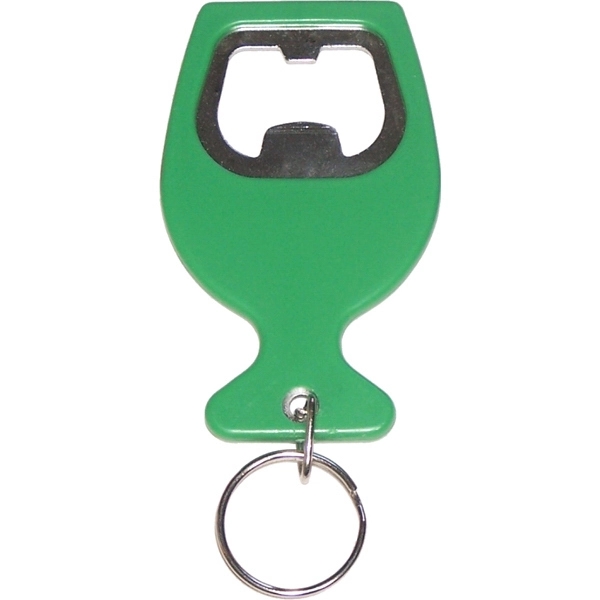 Wine cup shape bottle opener with split key ring and carabiner... from ASI 74585 Nu Promo International / Nu Promo Line