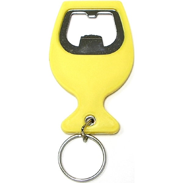 Wine cup shape bottle opener with split key ring and carabiner... from ASI 74585 Nu Promo International / Nu Promo Line