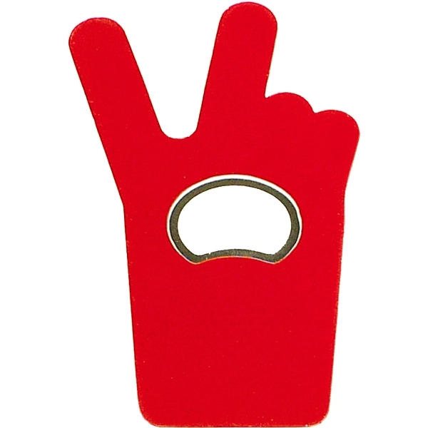 Jumbo size V sign bottle shape magnetic bottle opener.... from ASI 74585 Nu Promo International / Nu Promo Line