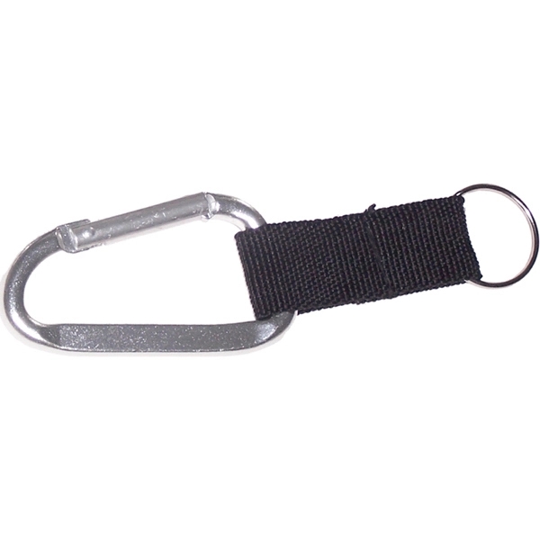 Carabiner with strap and split key ring, strong nylon strap.... from ASI 74585 Nu Promo International / Nu Promo Line