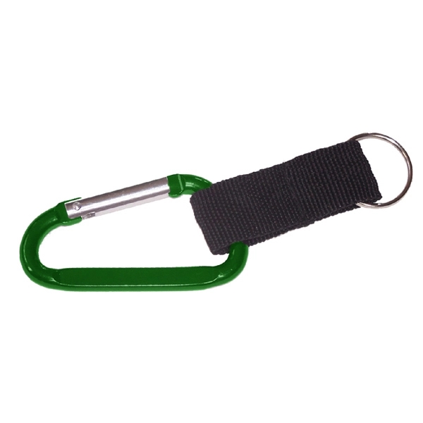 Carabiner with strap and split key ring, strong nylon strap.... from ASI 74585 Nu Promo International / Nu Promo Line