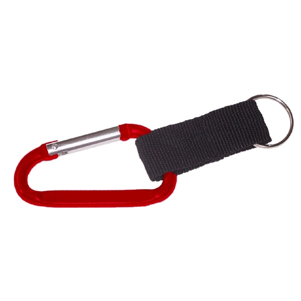 Carabiner with strap and split key ring, strong nylon strap.... from ASI 74585 Nu Promo International / Nu Promo Line