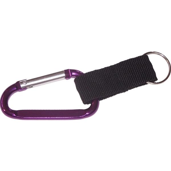 Carabiner with strap and split key ring, strong nylon strap.... from ASI 74585 Nu Promo International / Nu Promo Line