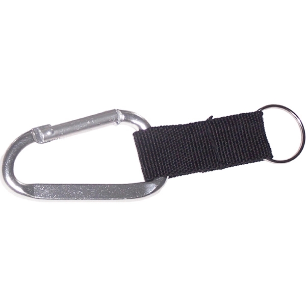 Carabiner with strap and split key ring, strong nylon strap.... from ASI 74585 Nu Promo International / Nu Promo Line