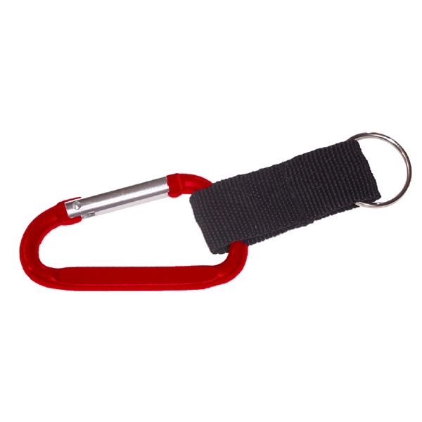 Carabiner with strap and split key ring, strong nylon strap.... from ASI 74585 Nu Promo International / Nu Promo Line
