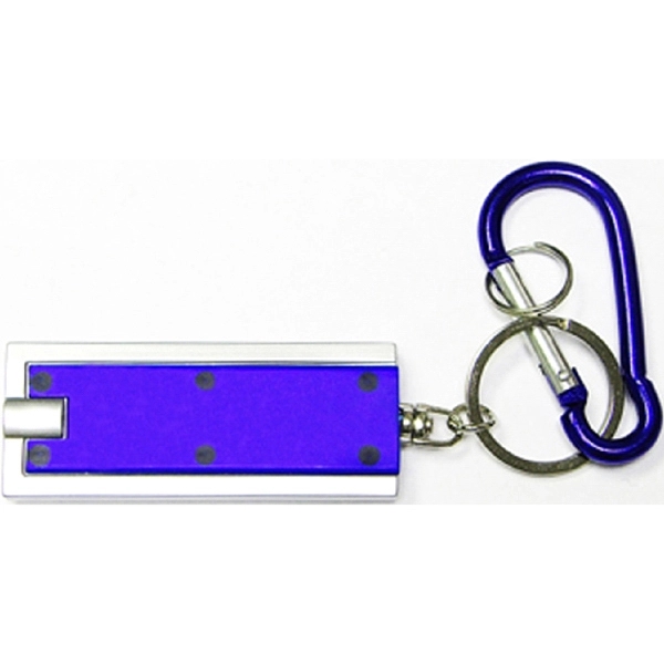 Slim rectangular flash light with swivel key chain and carabiner... from ASI 74585 Nu Promo International / Nu Promo Line