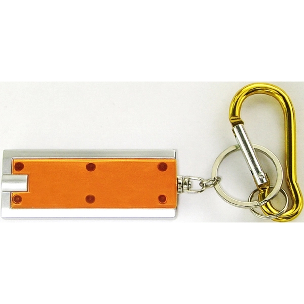 Slim rectangular flash light with swivel key chain and carabiner... from ASI 74585 Nu Promo International / Nu Promo Line