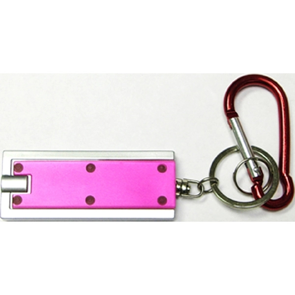 Slim rectangular flash light with swivel key chain and carabiner... from ASI 74585 Nu Promo International / Nu Promo Line