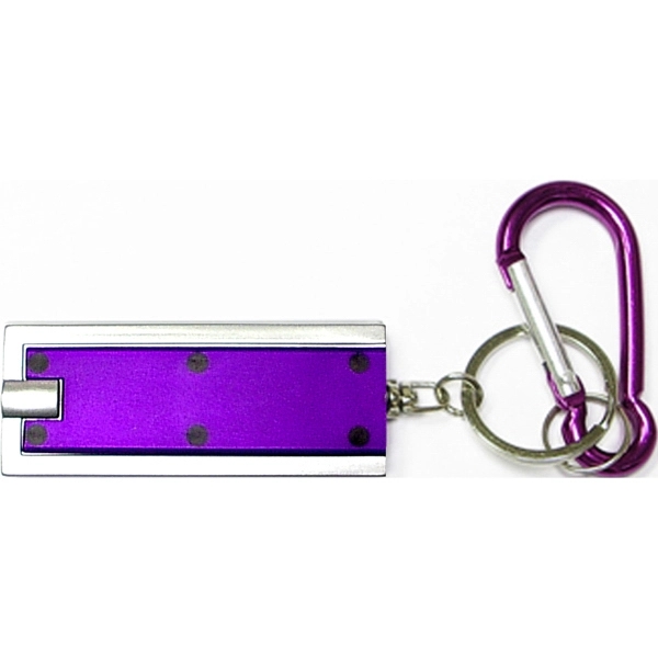 Slim rectangular flash light with swivel key chain and carabiner... from ASI 74585 Nu Promo International / Nu Promo Line