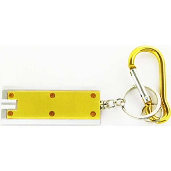 Slim rectangular flash light with swivel key chain and carabiner... from ASI 74585 Nu Promo International / Nu Promo Line