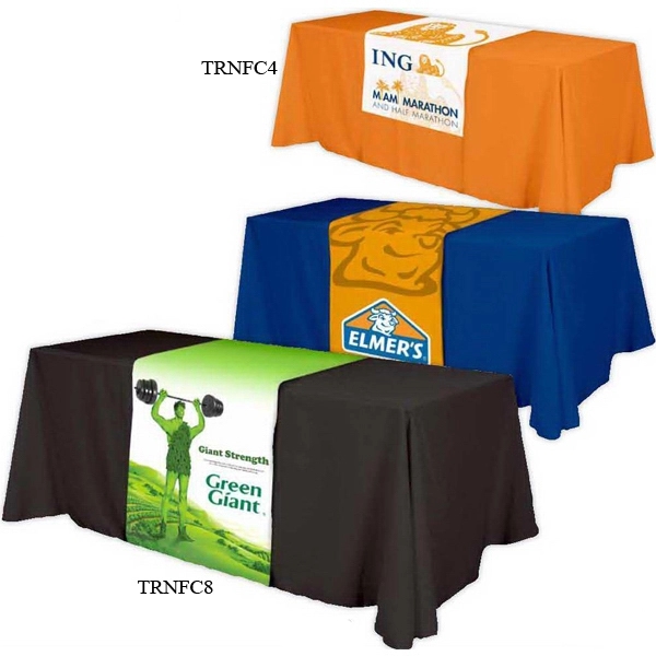 28" x 72" rPET polyester dye sublimated table runner with rolled... from ASI 61966 HPG / Beacon Promotions