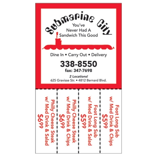 Magnet with detachable 3" x 1" coupons.... from ASI 67620 Lion Circle Corp / Lion/Circle