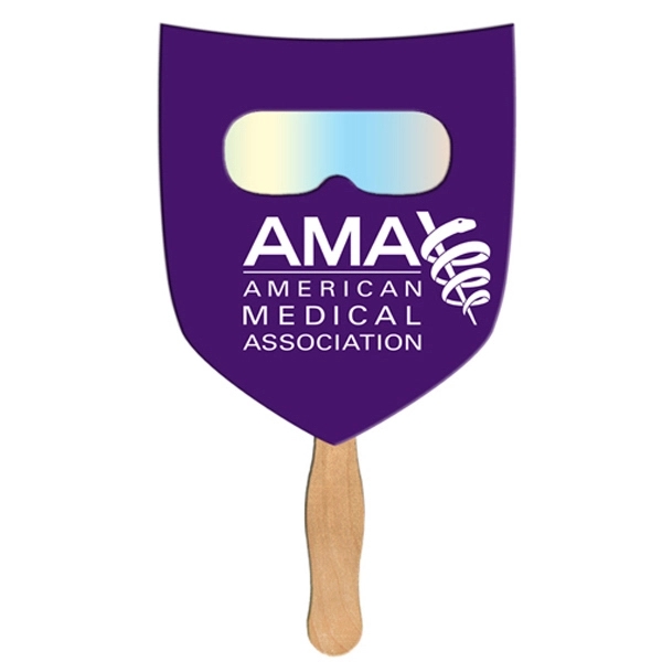 Shield shape hand held fan with see through fireworks film.... from ASI 67620 Lion Circle Corp / Lion/Circle