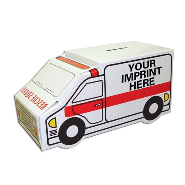 Ambulance bank with stock graphics. 6 1/4" x 3" x 3".... from ASI 67620 Lion Circle Corp / Lion/Circle