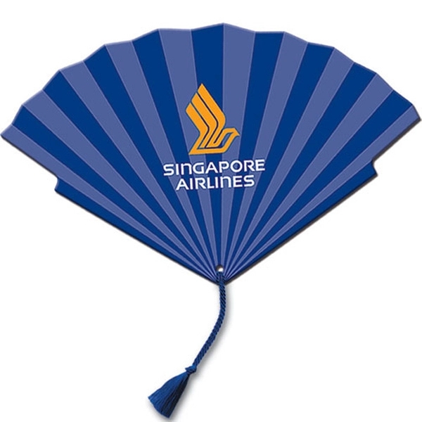 Tassel shaped hand fan without stick with a high gloss finish.... from ASI 67620 Lion Circle Corp / Lion/Circle