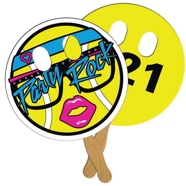 Circle with eyes cut out shape auction fan with visible wooden... from ASI 67620 Lion Circle Corp / Lion/Circle