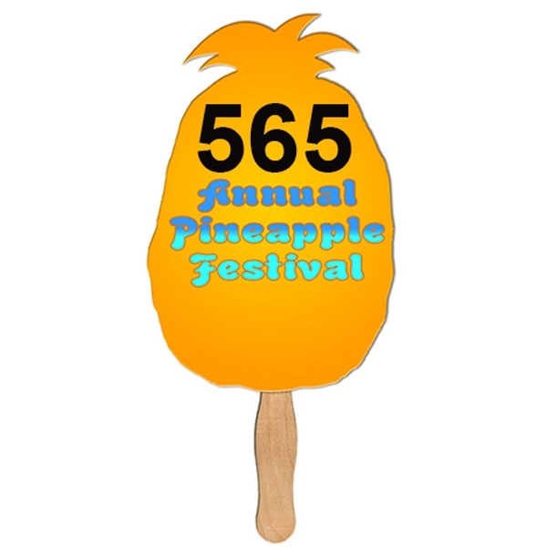 Digital printed pineapple shape auction fan with visible wooden stick.... from ASI 67620 Lion Circle Corp / Lion/Circle