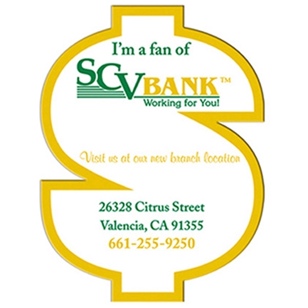 Dollar sign shape paper window sign with suction cup (not attached).... from ASI 67620 Lion Circle Corp / Lion/Circle