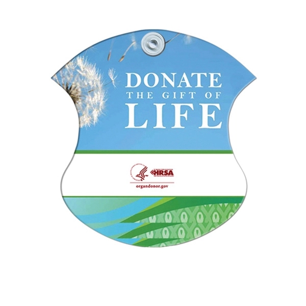 Badge shape paper window sign with suction cup (not attached).... from ASI 67620 Lion Circle Corp / Lion/Circle