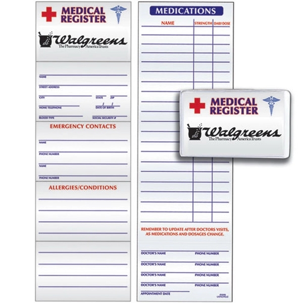 Medical register card made from 8 pt., paper board stock.... from ASI 67620 Lion Circle Corp / Lion/Circle