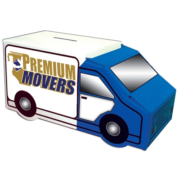 Moving truck shape bank, made from white paper board.... from ASI 67620 Lion Circle Corp / Lion/Circle
