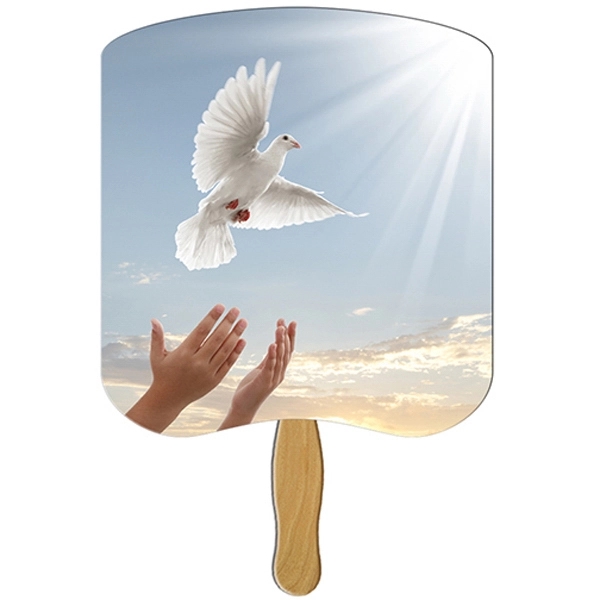 Dove religious fan is a heavy 22 pt. high density white... from ASI 67620 Lion Circle Corp / Lion/Circle