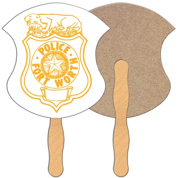 Badge shaped fan is laminated on front with a high gloss... from ASI 67620 Lion Circle Corp / Lion/Circle
