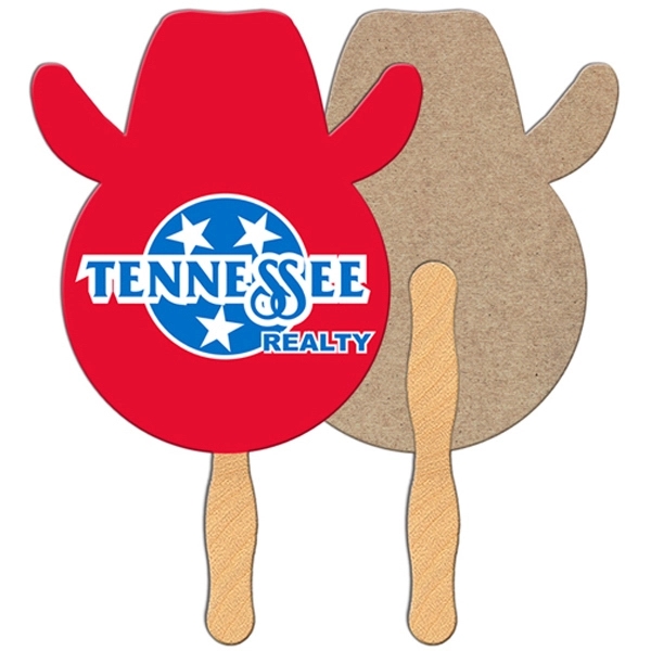 Cowboy shaped fan is laminated on front with a high gloss... from ASI 67620 Lion Circle Corp / Lion/Circle