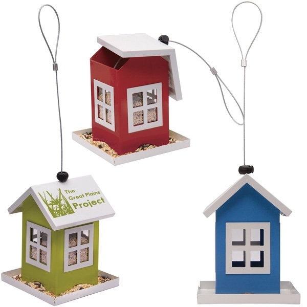 House shaped metal bird feeder that measures 5" x 5" x... from ASI 62190 Illini