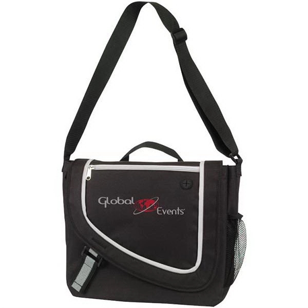 Messenger bag has double pen pockets and self sealing fabric band... from ASI 30112 ACE Products / Ace Line