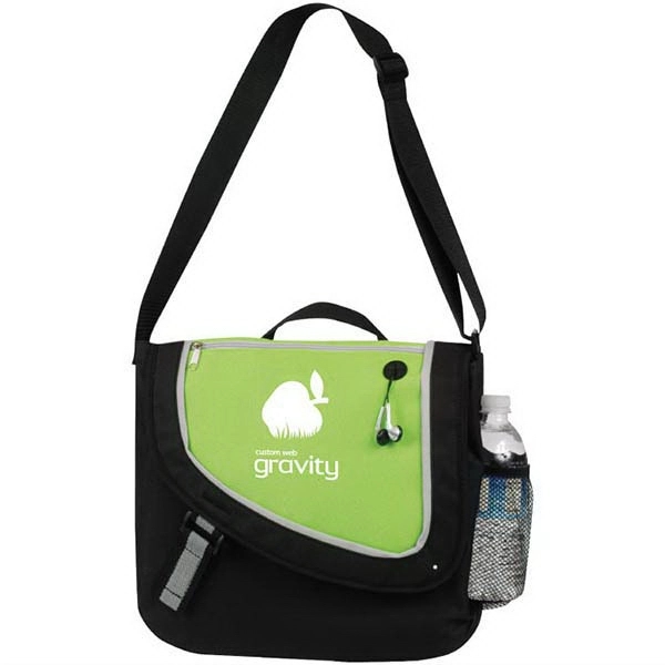 Messenger bag has double pen pockets and self sealing fabric band... from ASI 30112 ACE Products / Ace Line