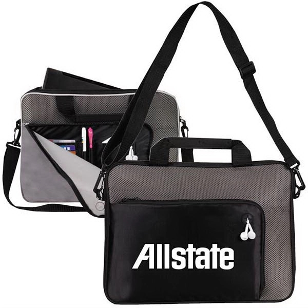 Laptop briefcase features front zippered pocket with earbud port and inside... from ASI 30112 ACE Products / Ace Line