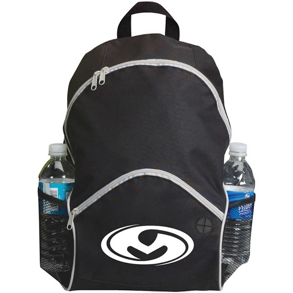 Backpack with large zippered compartment and side mesh pockets. Adjustable straps.... from ASI 30112 ACE Products / Ace Line