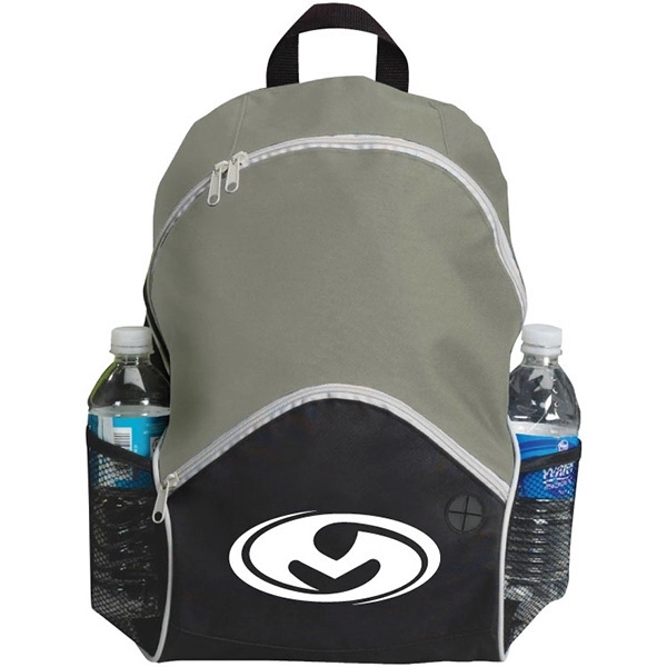 Backpack with large zippered compartment and side mesh pockets. Adjustable straps.... from ASI 30112 ACE Products / Ace Line