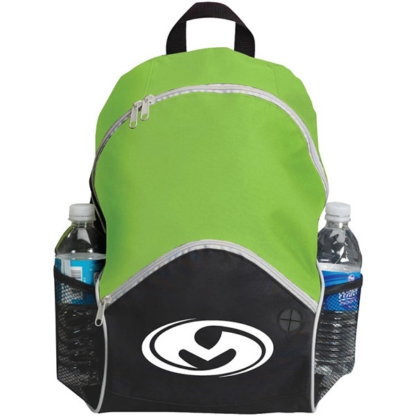 Backpack with large zippered compartment and side mesh pockets. Adjustable straps.... from ASI 30112 ACE Products / Ace Line