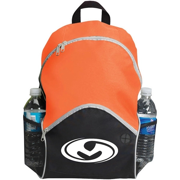 Backpack with large zippered compartment and side mesh pockets. Adjustable straps.... from ASI 30112 ACE Products / Ace Line