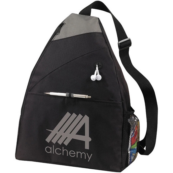 Sling backpack features large front pocket with self sealing fabric band... from ASI 30112 ACE Products / Ace Line