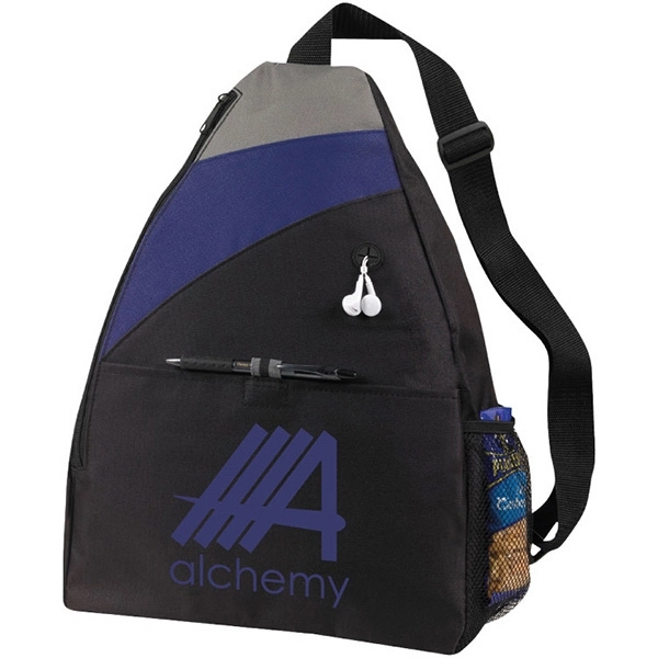 Sling backpack features large front pocket with self sealing fabric band... from ASI 30112 ACE Products / Ace Line