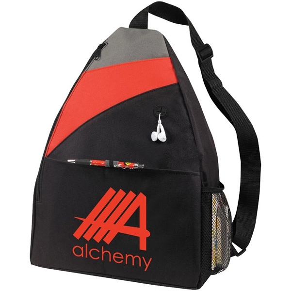Sling backpack features large front pocket with self sealing fabric band... from ASI 30112 ACE Products / Ace Line