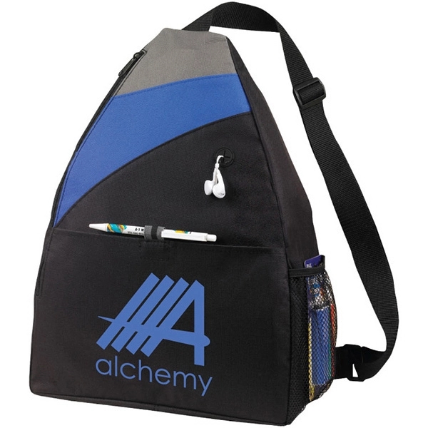Sling backpack features large front pocket with self sealing fabric band... from ASI 30112 ACE Products / Ace Line