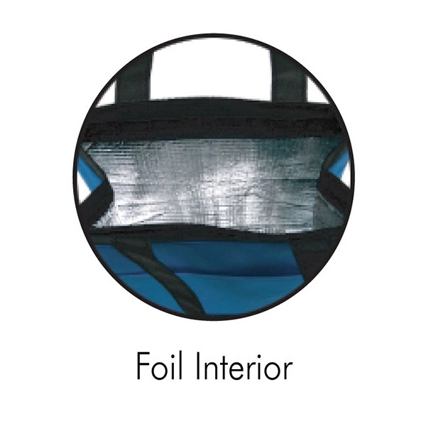 Small cooler tote. Hot/cold lining with zipper closure. Open front pocket.... from ASI 30112 ACE Products / Ace Line