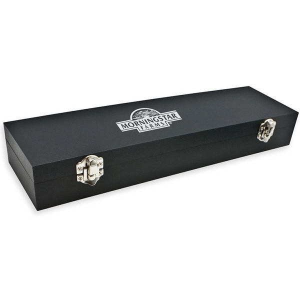 2-pc carving set. 12" carving/slicing knife. 2-prong fork. Black wooden storage... from ASI 30112 ACE Products / Ace Line