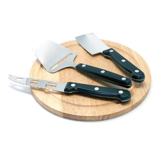 Normandy 5 piece circular chopping board with cheese cutting tools.... from ASI 30112 ACE Products / Ace Line