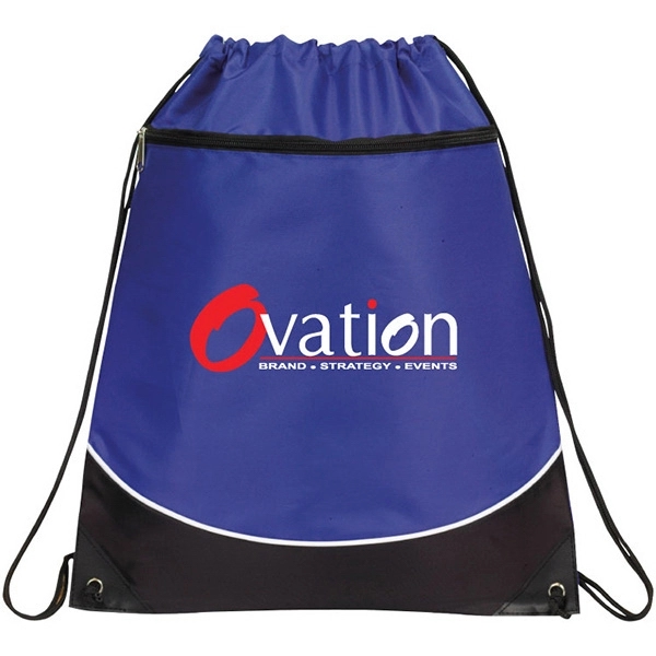210 denier nylon drawstring backpack with a large front zippered pocket.... from ASI 30112 ACE Products / Ace Line
