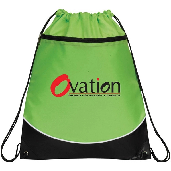 210 denier nylon drawstring backpack with a large front zippered pocket.... from ASI 30112 ACE Products / Ace Line