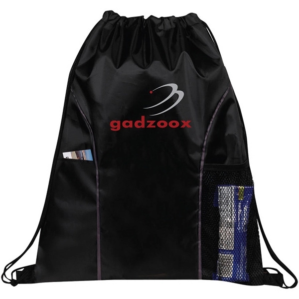 Nylon drawstring backpack with mesh pocket and solid slit pocket.... from ASI 30112 ACE Products / Ace Line