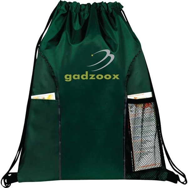 Nylon drawstring backpack with mesh pocket and solid slit pocket.... from ASI 30112 ACE Products / Ace Line