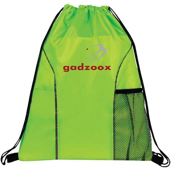 Nylon drawstring backpack with mesh pocket and solid slit pocket.... from ASI 30112 ACE Products / Ace Line