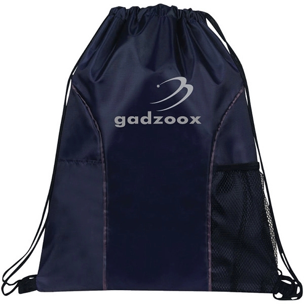 Nylon drawstring backpack with mesh pocket and solid slit pocket.... from ASI 30112 ACE Products / Ace Line